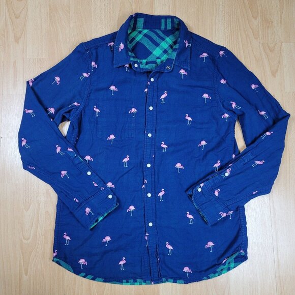 Chubbies Flamingo Shirt Men's Large Flip It & Reverse It Double Sided Pearl Snap - Picture 1 of 8